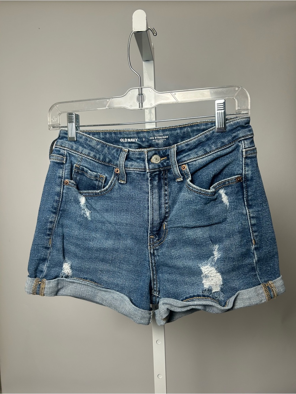 Old Navy Blue Distressed Rolled-Hem Jean Shorts